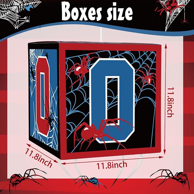 3 Pcs Spider 2nd Birthday Party Decorations Spider Theme Balloon Boxes Two - Image 3