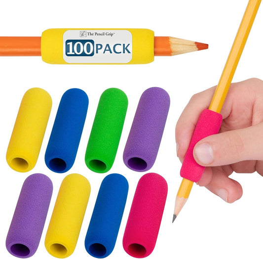 The Pencil Grip The Classics Soft Foam Pencil Grips, Ergonomic Writing Aid for Lefties and Righties, 1.5 Inch Long, Assorted Colors, 100 Pack - TPG-164100