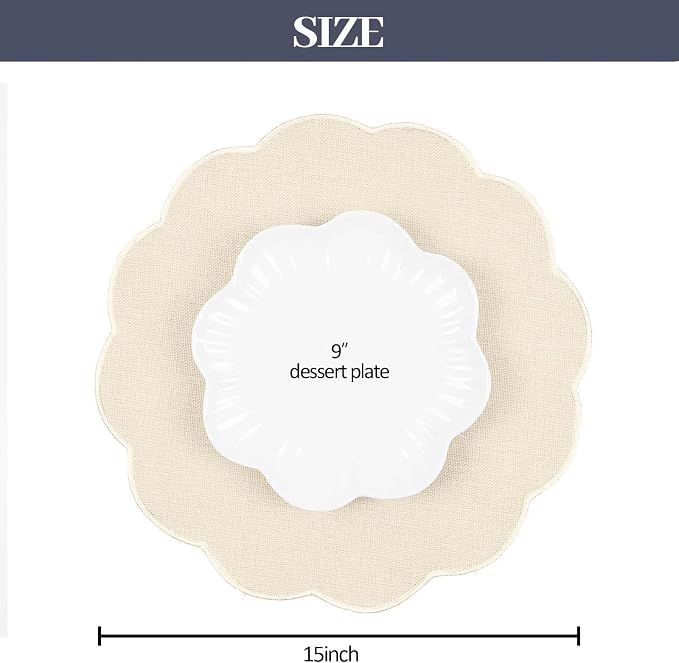 AHHFSMEI Round Faux Linen Placemats Set of 8 Heat Resistant Non-Slip Stain - Image 2