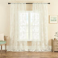 Cream Lace Curtains 120 Inches Long 2 Panels Victorian Floral Sheer Curtains by SEEKRIGHTHomeDecor