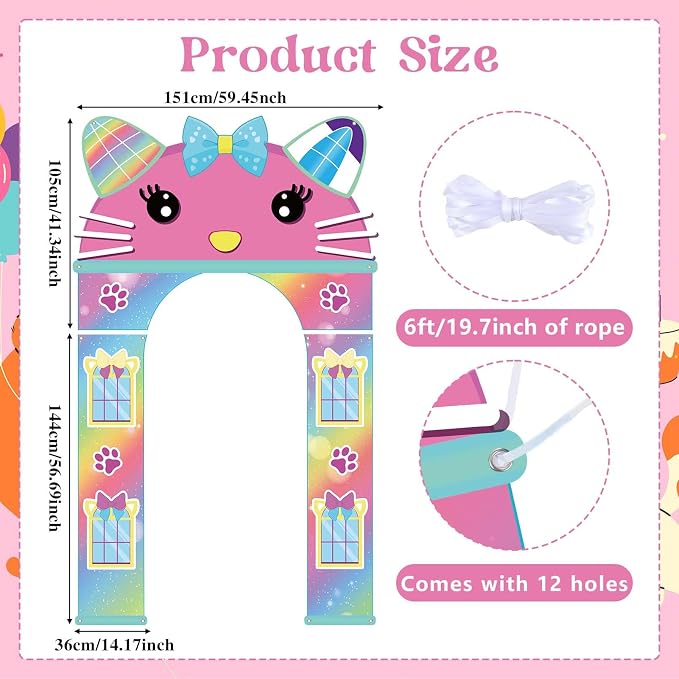 Cat House Themed Party Door Decorations Cute Cartoon Doll Cat Porch Banner | - Image 2