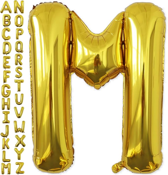 VHUWE 40 inch Gold Letter M Balloon, Big Size Alphabet Foil Mylar Helium by VHUWE