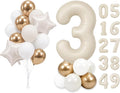 PartyWoo Number Balloons 40 Inch White Number 3 Kit 25pcs by PartyWoo
