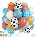 60pcs Cow Print Balloons, Farm Cow Balloons, Dusty Blue Yellow White Balloon by Saxuxu