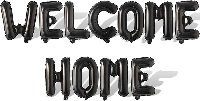 2 Set 22Pcs Black WELCOME HOME Letter Balloons 16in Balloon Foil Letter by Fezava