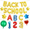 16 Inch Gold Foil BACK TO SCHOOL Letter Balloon Set, ABC 123 Balloons, and by Broeify