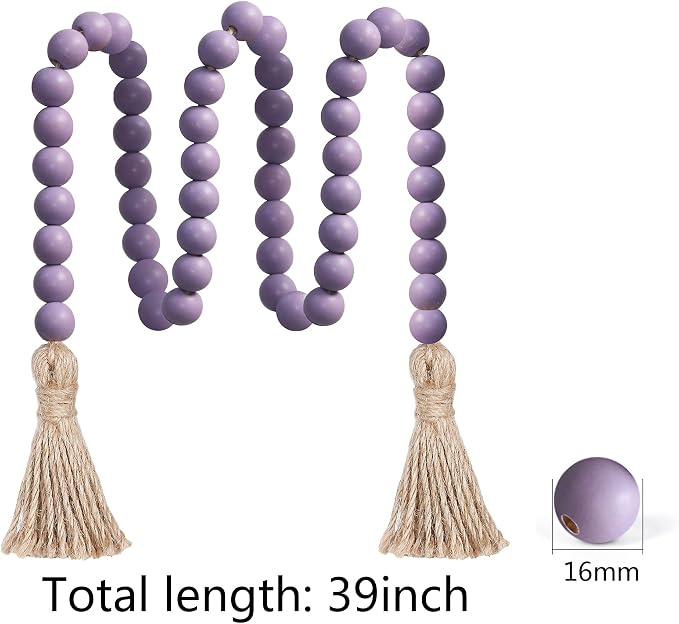 Meplait 39in Wood Bead Garland, Farmhouse Beads - Image 6