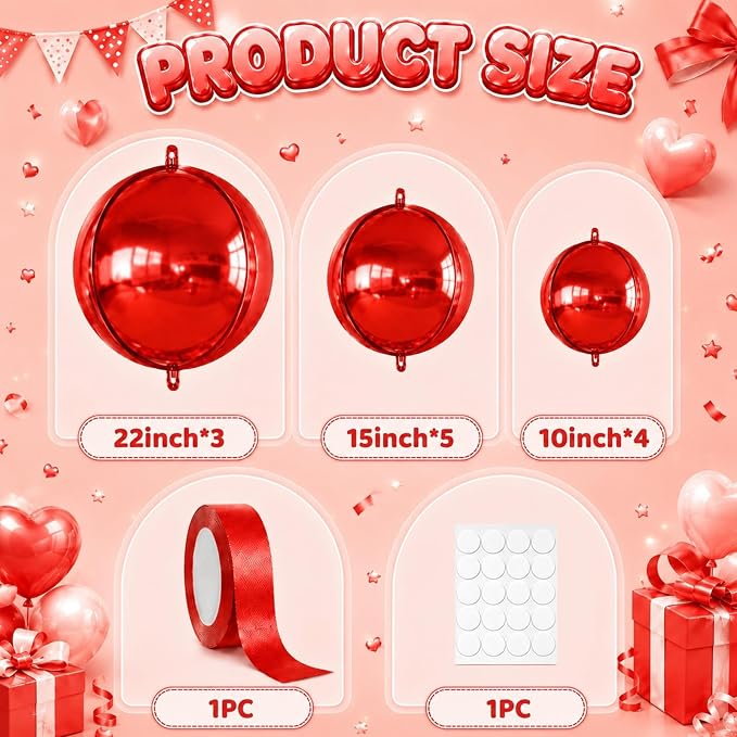 Red Round Foil Balloons - Image 2