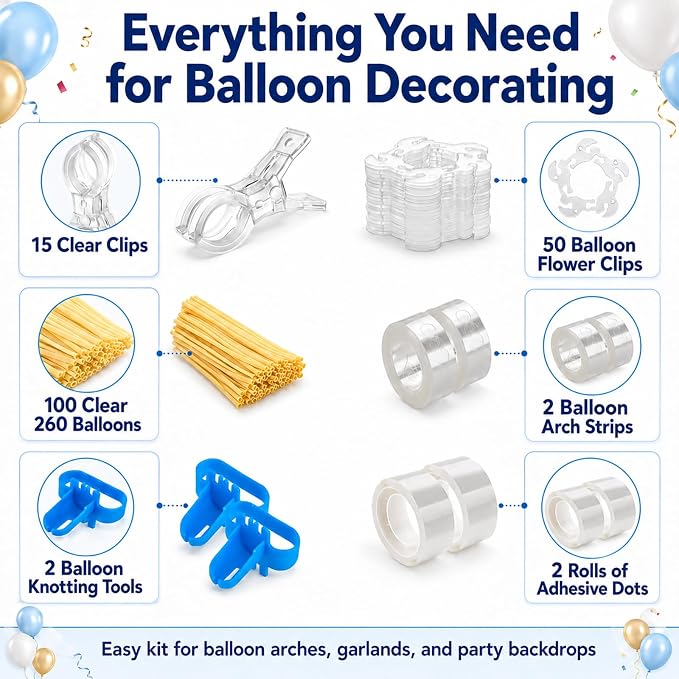 15 Pack Balloon Arch Clips, 3.5" Clear Spring Clamps - Image 2
