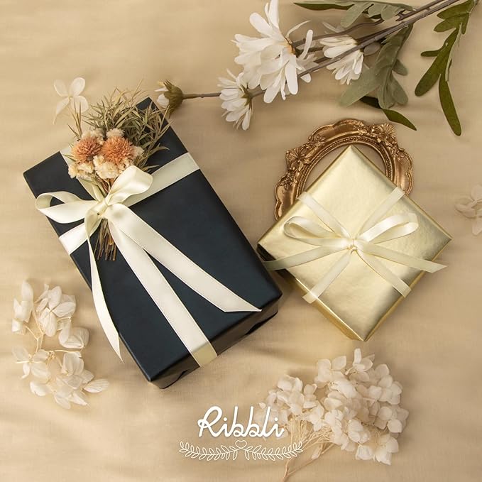Ribbli Ivory Satin Ribbon, Double Faced Satin 1/4 inch x Continuous 50 Yards - Image 3