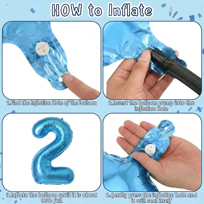 Light Blue Number 12 Balloon 40 Inch, Foil Numeral - Image 5