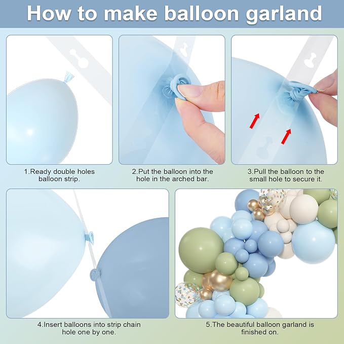 Amandir 153pcs Sage Green and Blue Balloon Garland Arch Kit Different Sizes | - Image 4