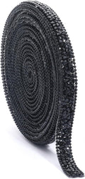 Black Rhinestone Ribbon 3 Yards Self Adhesive Rhinestone Strips Diamond Ribbon Sticker Crystal Roll Glitter Bling Rhinestones Tape for Crafting DIY Art Decoration (0.4 Inch)