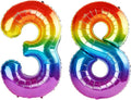40 Inch Number 38 Balloons for 38th Birthday Party Decorations, 0-100 Rainbow by FOBELEC