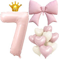 LilyZheng Pastel Pink Number 7 Foil Balloon Set by LILYZHENG