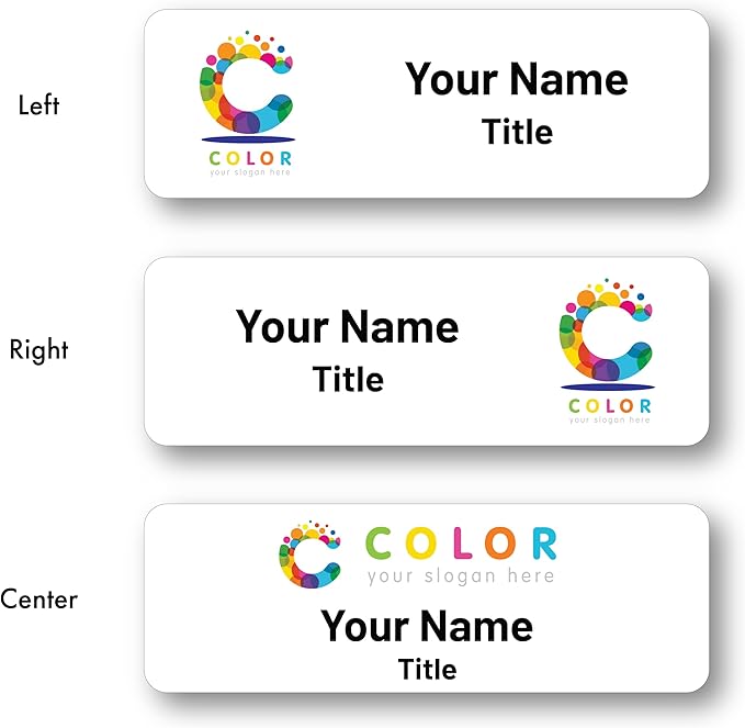 Custom Name Tags w/Scratch Resistant Metal Front & Hard Plastic Back (1.25 x 3 Inch, Silver)