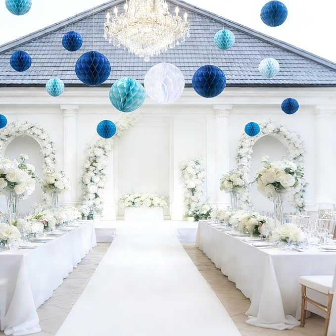 12Pcs Paper Honeycomb Balls Decorations Hanging Tissue Paper Pom Poms Honeycomb - Image 4