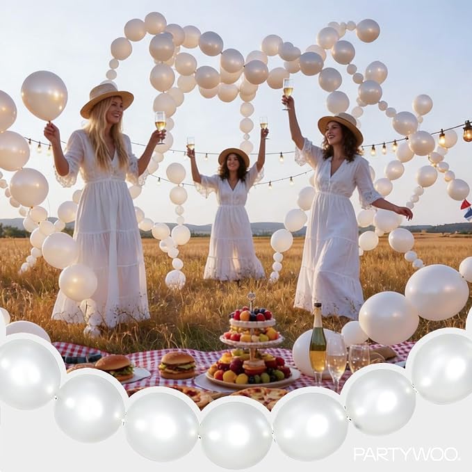 PartyWoo Pearl White Linking Balloons 100pcs 6 Inch White Link Balloons | - Image 7