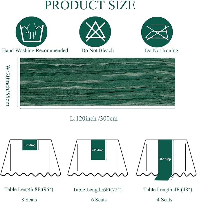6Pack Emerald Green Cheesecloth Table Runner 20x120inch Gauze Runner | Emerald - Image 3