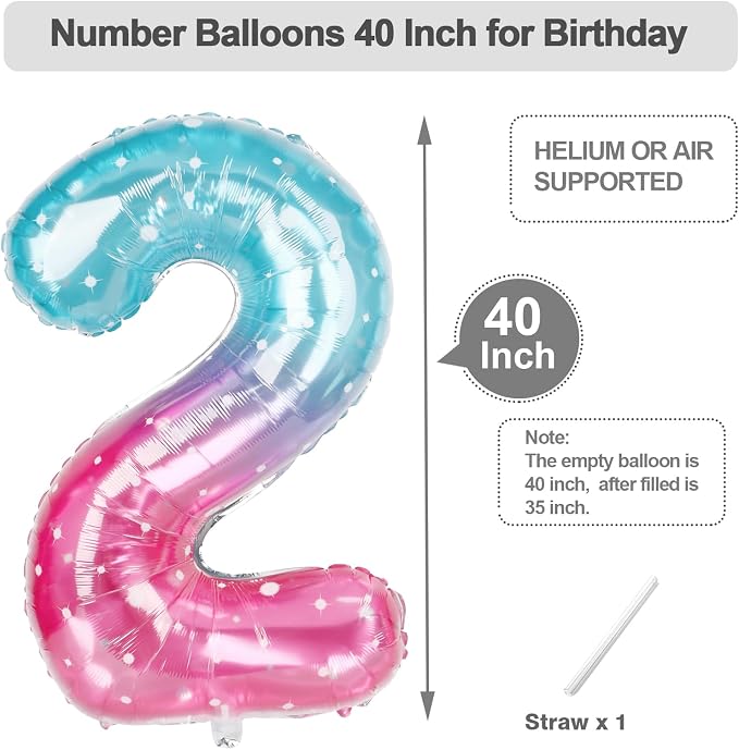 Number Balloons 40 Inch Pink Blue Purple 1 Balloon - Image 5