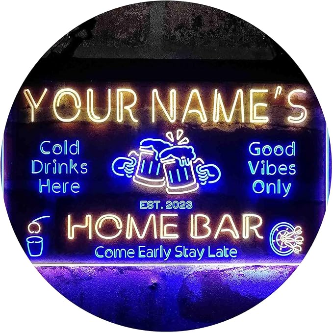 ADVPRO Personalized Your Name Custom Home Bar Beer Established Year Dual Color LED Neon Sign Blue & Yellow 12 x 8.5 Inches st6s32-p1-tm-by