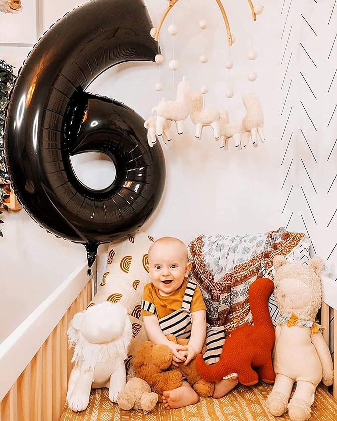 6 Balloon Numbers Birthday Decorations, 40In Black Balloons - Image 3