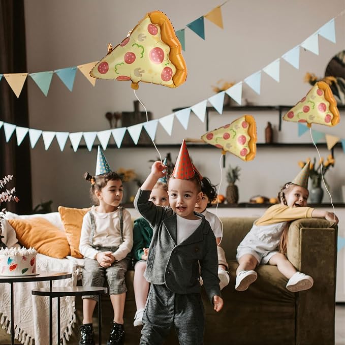 3pcs Pizza Slice Balloons, Self-Sealing Aluminum Foil Party Decorations - Image 5