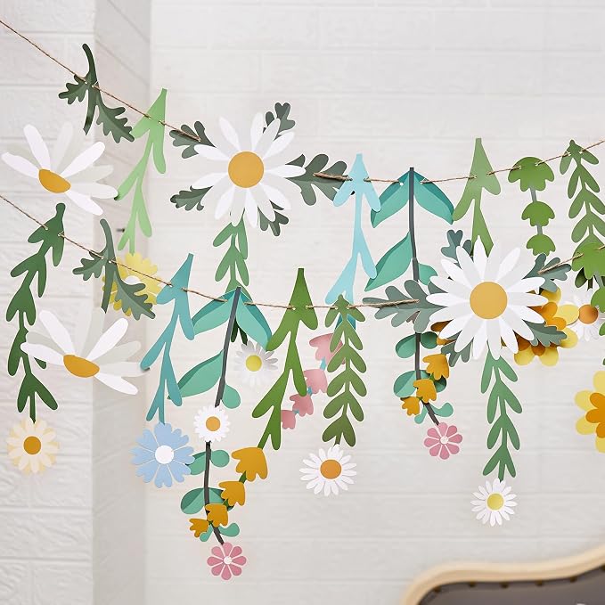 Flower Leaves Banner Flower Garland Paper Wildflower Party Decorations | Paper by BalunAdmhail