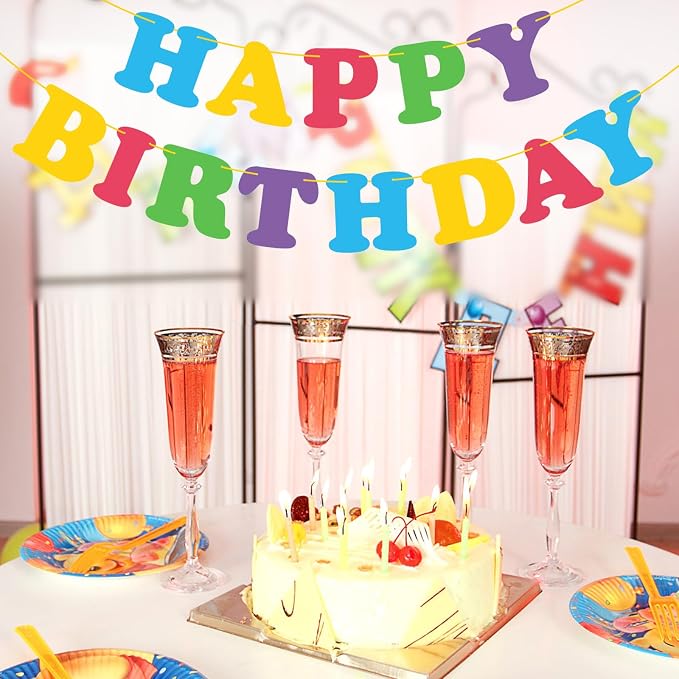Colorful Happy Birthday Banner Rainbow Bunting Party Banner - Image 4