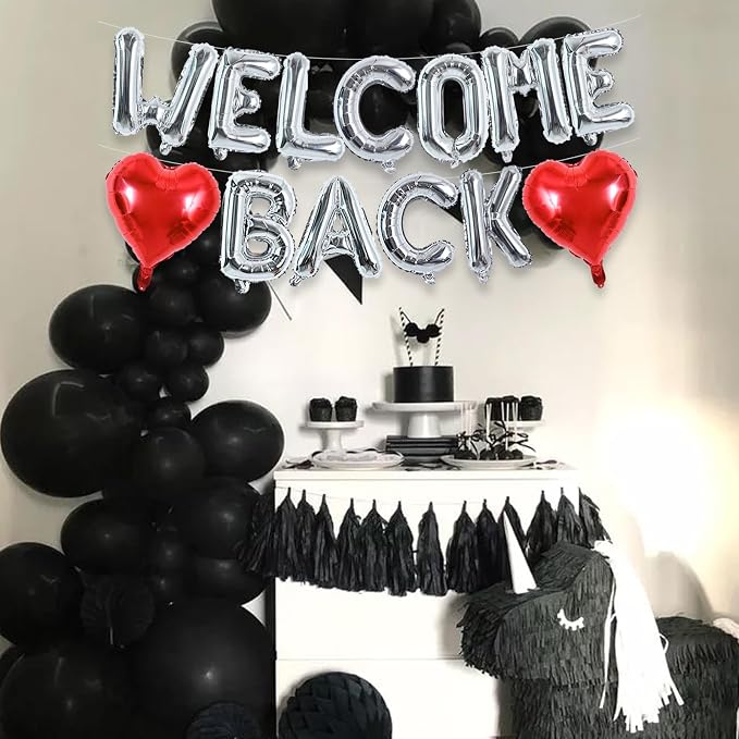 TONIFUL 16 Inch Silver WELCOME BACK Foil Letter Balloons Banner Decoration | - Image 5