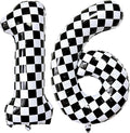 LHOAVWE Number 16 Checkered Balloons 40 Inch Giant Race Car Checkered 16 Number by LHOAVWE