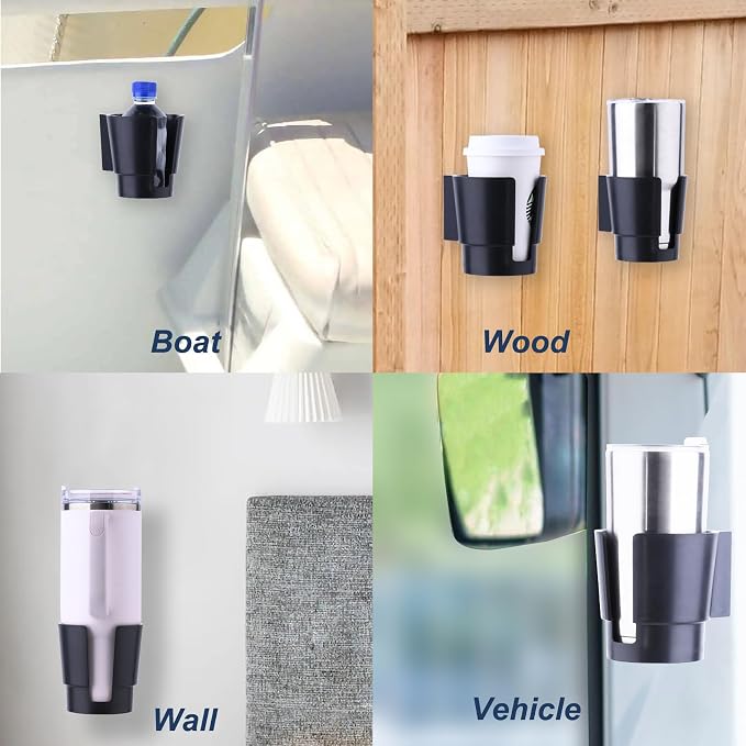 Universal Large Cup Holder Wall Mount, Heavy Duty Plastic Drink Holder | Work - Image 3