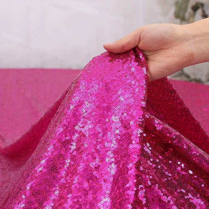 Fuchsia Sequin Backdrop Curtains Party Photo Glitter Drapes 2 Pcs 2FTx8FT | - Image 6