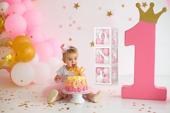 Baby Girl First Birthday Party Decorations 'ONE' Letters Individual Three White - Image 4