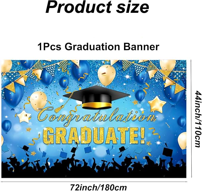 Large Grad Congratulations Banner Graduation Decorations Class of 2026 | 72x44 - Image 2
