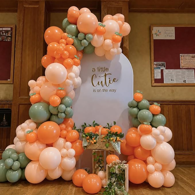 CROSSFINGERS Orange Baby Shower Decorations, Sage Green Balloon Arch Kit | Sand - Image 3