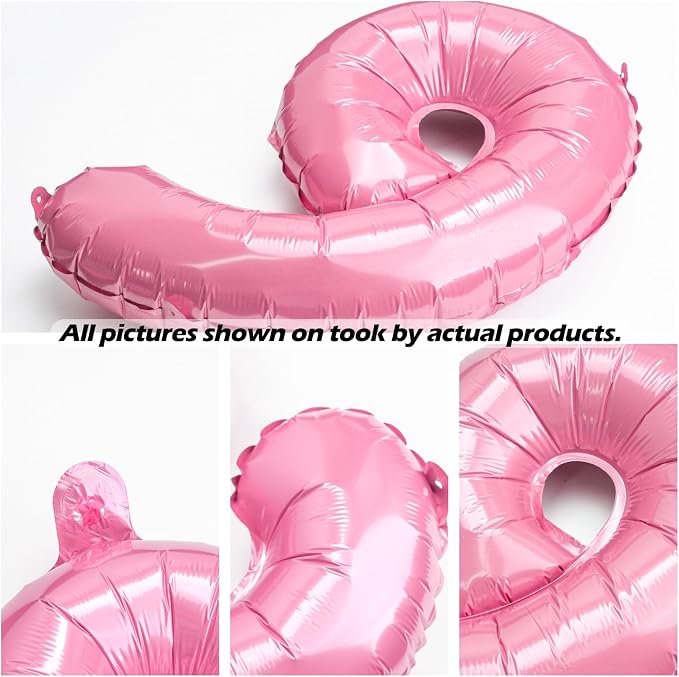 20 Pcs Pink 16" Number Balloons 2 Sets 0-9 Foil Balloon Numbers Décor | Glossy - Image 2