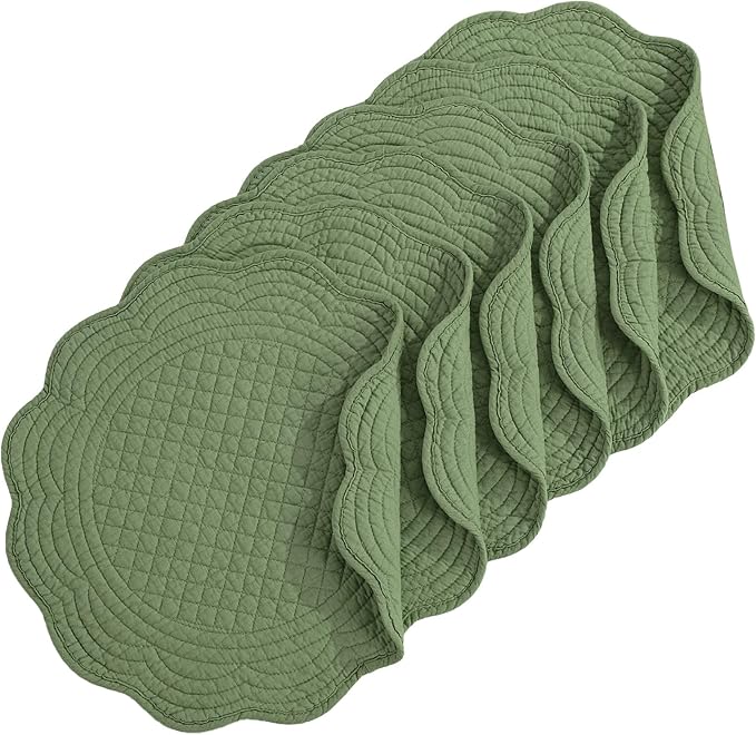 HOMBYS Quilted Placemats Set of 6 Washable Round Placemats by HOMBYS