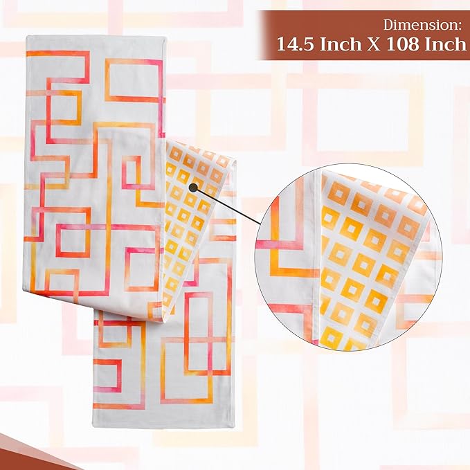 Maison d' Hermine Table Runner 100% Cotton Double Layer Table Runners 108 inches Long Decorative for Home Kitchen Dining Party Wedding Bridal Shower Spring Summer (Summer Maze, 14.50" x 108")