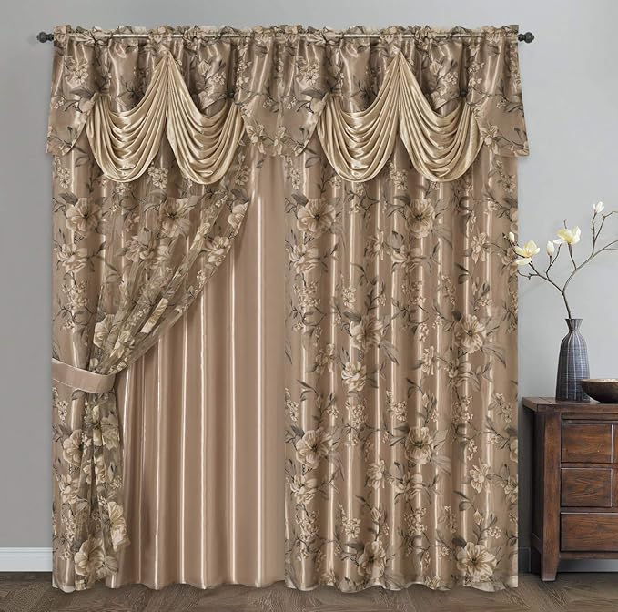 GOHD Roman Romance. Burnt-Out Printed Organza Window Curtain Panel Drape by GOHDGoldenOceanHomeDecor