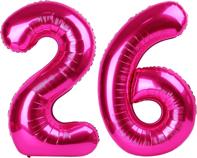 26 Balloon - Hot Pink Birthday Number Balloons, 40 Inch Party Decorations | Hot by ALPHADELTAPI