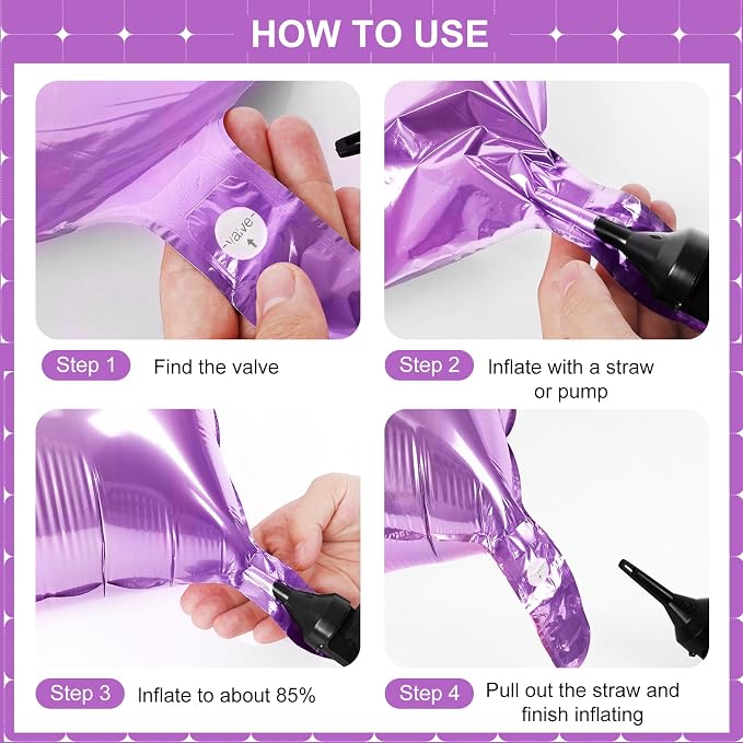 Light Purple Square Foil Balloons 25 Pcs Metallic Light Purple Balloons Wall - Image 2