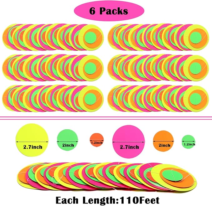 110feet UV Round Dot Paper Neon Garland Streamers Black Light Neon Decorations - Image 6