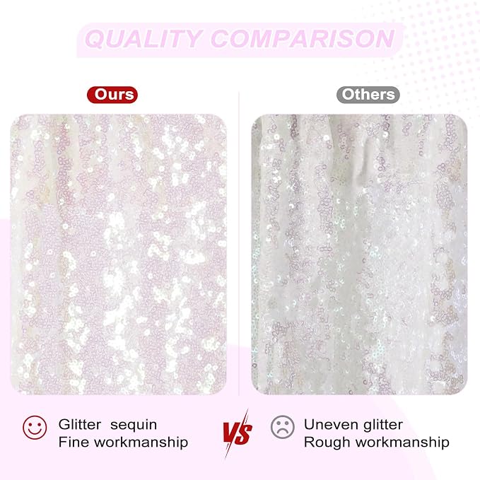 PartyDelight Iridescent White Sequin Backdrop 6x8ft Shimmer Photo Curtain | 4 - Image 5
