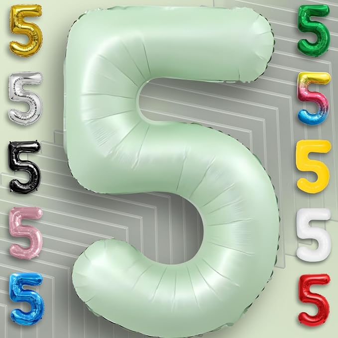 Green Number Balloon 5 Mylar Foil Balloons 32 inch - Image 2
