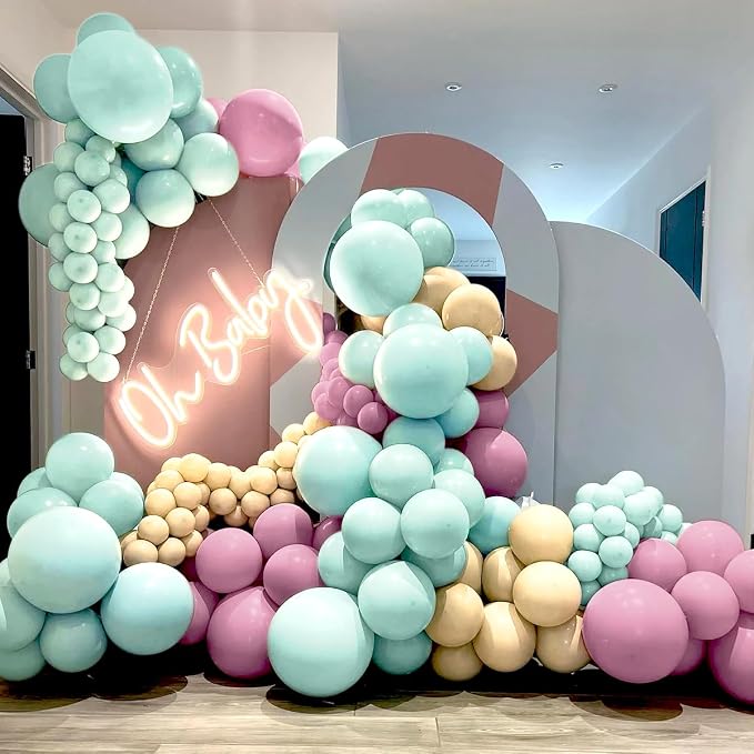 Dusty Purple Green Nude Balloon Garland Arch Kit - Image 5
