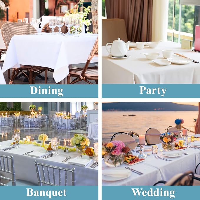VidaFete Tablecloth 60 * 120inch 1pack Rectangle Table Cloth Polyester, Stain Wrinkle Resistant Dining Table Cover for Kitchen Dinning Party Wedding Rectangular Tabletop Buffet Decoration(White)