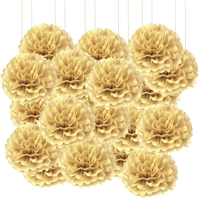 Qimoo 20pcs Khaki Tissue Paper Pom-poms Flowers Ball by QIMOO