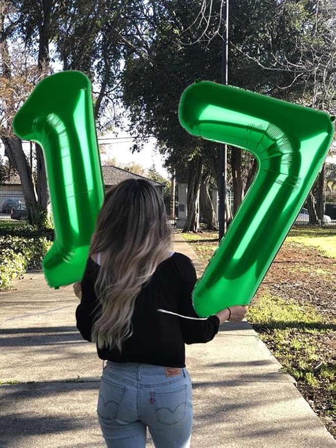 7 Balloon Numbers Party Decorations, 40In Dark Green Balloons - Image 3