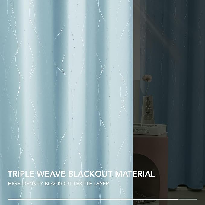 Deconovo Blackout Curtains, Light Blue Thermal Grommet Drapes, Room Darkening - Image 8
